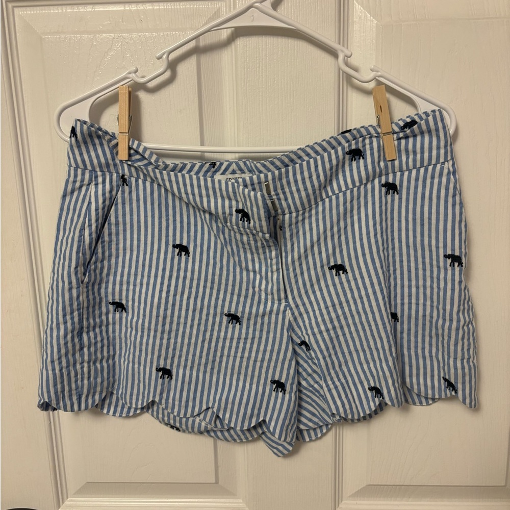 Crown and Ivy Shorts Size 4 Scallop Navy Stripe Elephant Election Day Patriotic
